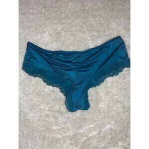 NWT Victoria’s Secret Teal Blue Lace Trim Cheeky Panty M
